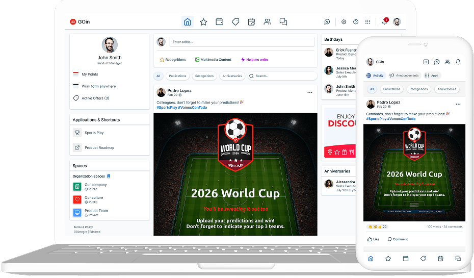 Platform with web and mobile access so everyone can play and connect wherever they are.